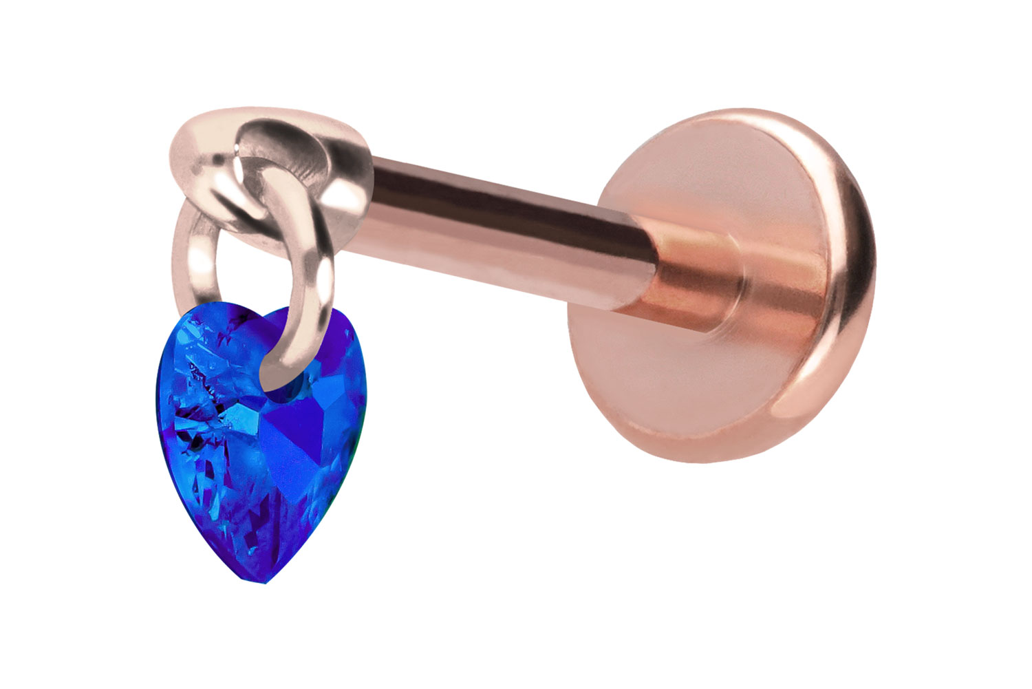 Titan Labret Piercing mit Push Fit KRISTALLHERZ